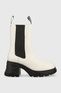 Kožené kotníkové boty Karl Lagerfeld Bridger dámské, bílá barva, na podpatku #5882895
