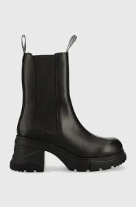 Kožené kotníkové boty Karl Lagerfeld Bridger dámské, černá barva, na podpatku #5533461