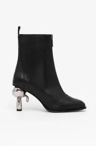 Kožené kotníkové boty Karl Lagerfeld Ikon Heel dámské, černá barva, na podpatku #4746118