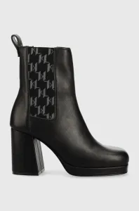 Kožené kotníkové boty Karl Lagerfeld LAVINIA III Lavinia Iii dámské, černá barva, na podpatku, KL39940