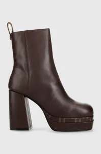 Kožené kotníkové boty Karl Lagerfeld Strada dámské, hnědá barva, na podpatku #4003421