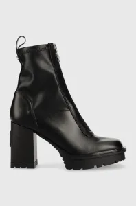 Kožené kotníkové boty Karl Lagerfeld Voyage dámské, černá barva, na podpatku #5656965