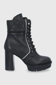 Kožené kotníkové boty Karl Lagerfeld Voyage IV dámské, černá barva, na podpatku #5155321