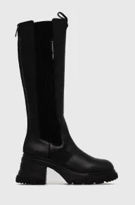 Kožené kozačky Karl Lagerfeld Bridger dámské, černá barva, na podpatku