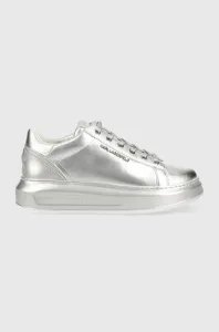 Kožené sneakers boty Karl Lagerfeld Kapri stříbrná barva #3838547