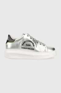 Kožené sneakers boty Karl Lagerfeld KAPRI stříbrná barva, KL62539D