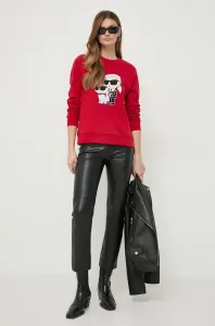 Mikina Karl Lagerfeld dámská, červená barva, s aplikací