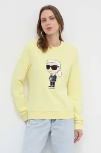 Mikina Karl Lagerfeld dámská, žlutá barva, s aplikací