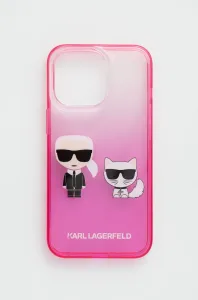 Karl Lagerfeld Gradient Ikonik Karl&Choupette pouzdro pro iPhone 13 Pro / iPhone 13 - růžové