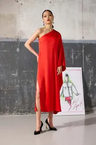 Šaty Karl Lagerfeld KL x The Ultimate icon červená barva, maxi, oversize