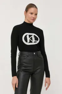 Svetr Karl Lagerfeld dámský, černá barva, lehký, s pologolfem