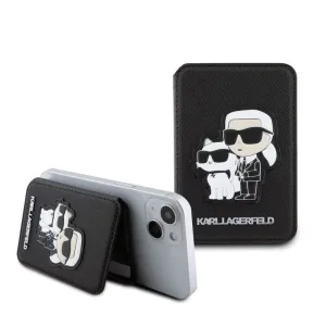 Pouzdro na kreditní karty Karl Lagerfeld MagSafe Cardslot Stand Karl and Choupette Black