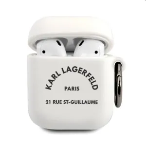 Karl Lagerfeld Rue St Guillaume silikonový obal pro Apple AirPods 1/2, bílý