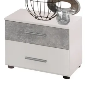 Kasvo MARTINA noční stolek bílá / beton - zásuvka