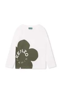 Dětská bavlněná košile s dlouhým rukávem Kenzo Kids bílá barva, s potiskem