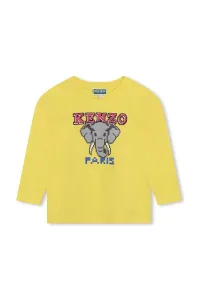 Dětská bavlněná košile s dlouhým rukávem Kenzo Kids zelená barva, s potiskem #5684005