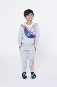 Dětská bavlněná mikina Kenzo Kids šedá barva, s potiskem #4597965