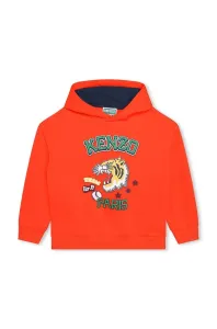 Dětská mikina Kenzo Kids oranžová barva, s kapucí, s potiskem #5683903