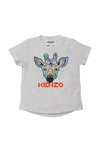 Dětské bavlněné tričko Kenzo Kids šedá barva, s potiskem #4065762