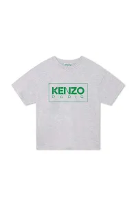 Dětské bavlněné tričko Kenzo Kids šedá barva, s potiskem #5686278