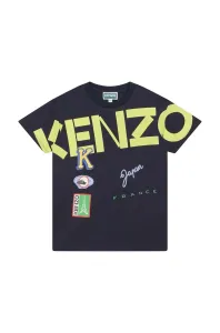 Dětské bavlněné tričko Kenzo Kids tmavomodrá barva, s potiskem #4998416