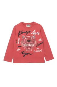 Dětské tričko s dlouhým rukávem Kenzo Kids růžová barva