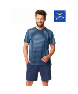 Key MNS 367 A24 Pánské pyžamo, L, modrá-paski