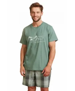 Key MNS 719 A22 Pánské pyžamo, M, zelená-kratka