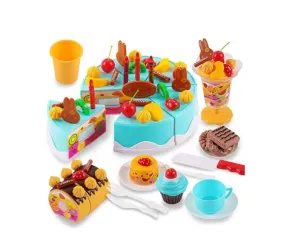 KIK KX9746 Dětský narozeninový dort 75 dílů - modrý