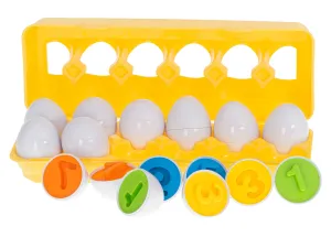 IKONKA Vzdělávací třídička puzzle odpovídá tvarům čísla vejce 12ks