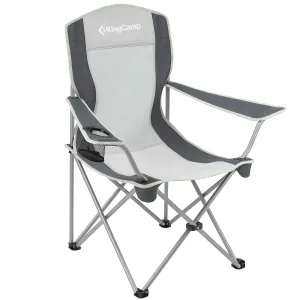 Kempingová skládací židle KING CAMP s opěrkami ocelová - černá-šedá #1390821