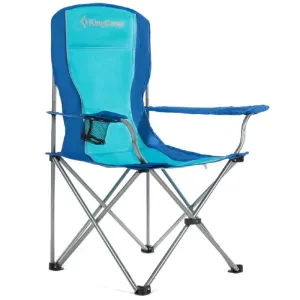 Kempingová skládací židle KING CAMP s opěrkami ocelová - modrá #1389745