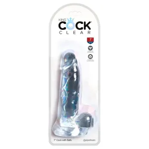 King Cock Clear 7 - prísavka, dildo so semenníkmi (18cm) #5528538
