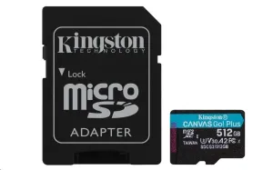 Kingston MicroSDXC karta 512GB Canvas Go Plus 170R A2 U3 V30 Card + ADP