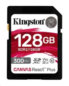 Kingston SDXC karta 128GB Canvas React Plus SDXC UHS-II 300R/260W U3 V90 for Full HD/4K/8K