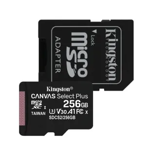 Kingston Canvas SeIect Plus Micro SDXC 256GB + SD adaptér, UHS-I A1, Class 10 - rychlost 100/85 MB/s