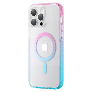 Kingxbar PQY Ice Crystal Series magnetické pouzdro MagSafe pro iPhone 14 Pro růžovo-modré