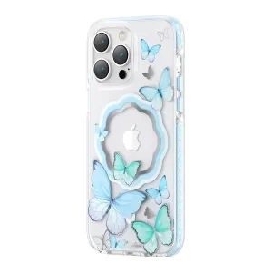 Kingxbar Butterfly Series magnetické pouzdro pro iPhone 14 Plus MagSafe butterfly case blue