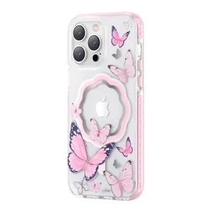 Kingxbar Butterfly Series magnetické pouzdro pro iPhone 14 Plus MagSafe butterfly case růžové