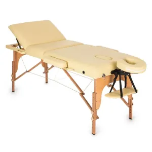KLARFIT MT 500, masážní stůl, 210 cm, 200 kg, sklápěcí, jemný povrch, taška, béžový