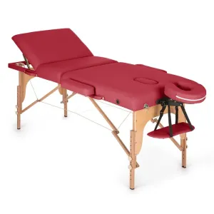 KLARFIT MT 500, masážní stůl, 210 cm, 200 kg, sklápěcí, jemný povrch, taška, červený