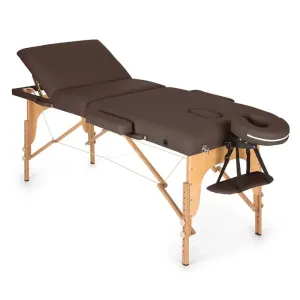 KLARFIT MT 500, masážní stůl, 210 cm, 200 kg, sklápěcí, jemný povrch, taška, hnědý