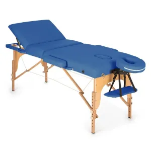 KLARFIT MT 500, masážní stůl, 210 cm, 200 kg, sklápěcí, jemný povrch, taška, modrý