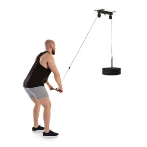 KLARFIT Hangman, kladka, stropní instalace, 2m kabel, tricepsová tyč, černá barva