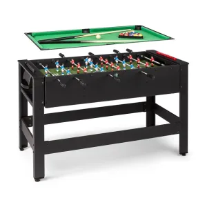 KLARFIT Spin 2 v 1, hrací stůl, kulečník, fotbálek. 180 ° otočný, hrací příslušenství, černý #5620381