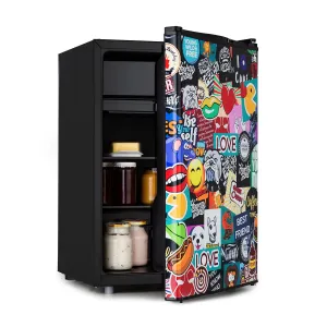 Klarstein Cool Vibe 70+, lednice, 72 l, 2 police, Stickerbomb style