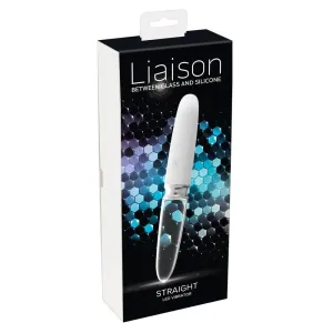 Liaison - rechargeable, silicone-glass LED stick vibrator (transparent-white)