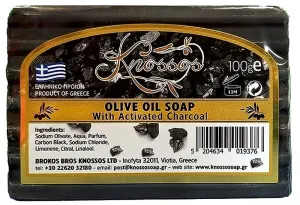KNOSSOS Řecké černé olivové mýdlo s aktivním uhlím 100 g