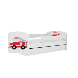 Kocot kids Dětská postel Babydreams hasičské auto bílá, varianta 80x180, bez šuplíků, s matrací