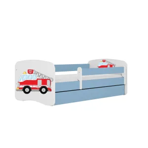 Kocot kids Dětská postel Babydreams hasičské auto modrá, varianta 70x140, se šuplíky, s matrací